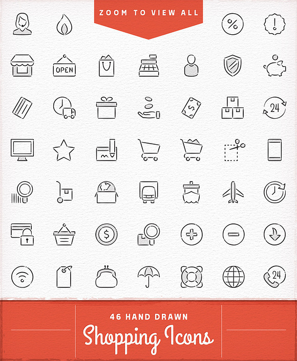 Hand Drawn Shopping Icons in Credit Card Icons - product preview 1