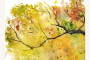 Watercolor autumn foliage pattern