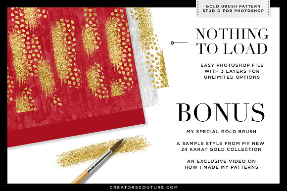 Gold Brush Pattern Studio Photoshop in Photoshop Layer Styles - product preview 1