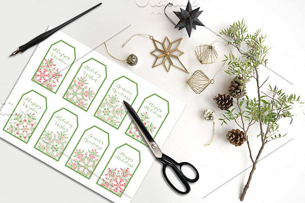 Gift Tags, Snowflake Holiday Sayings