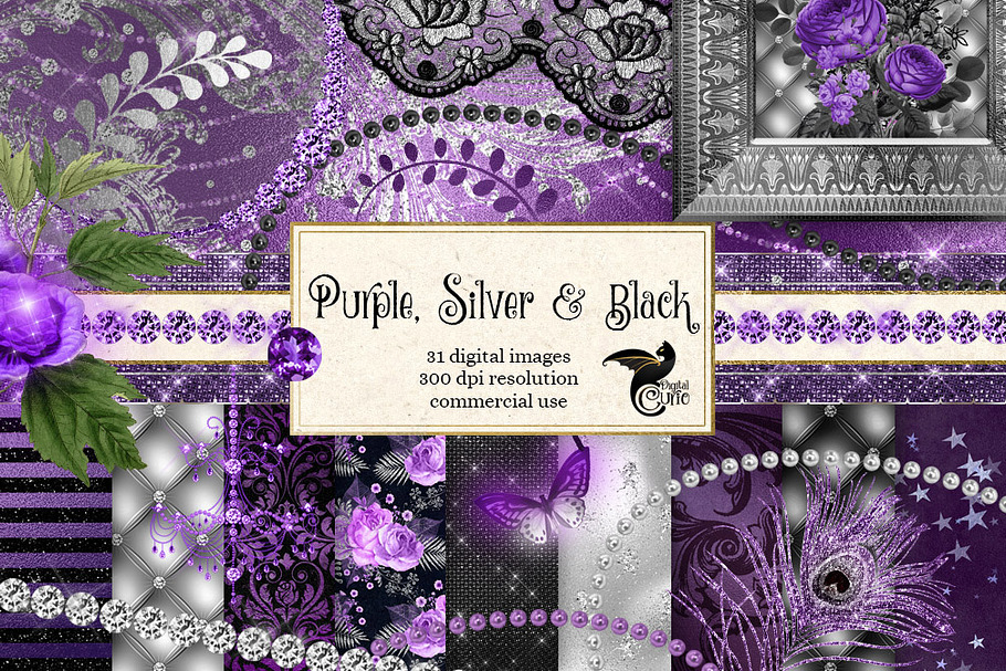 Purple, Silver and Black Graphics