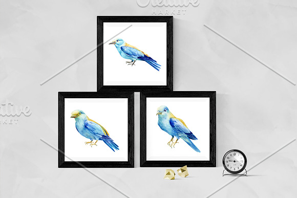 Forest deer and birds watercolor in Illustrations - product preview 9