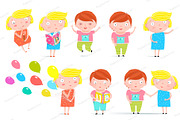 Kids Boy and Girl Isolated Clip Art 