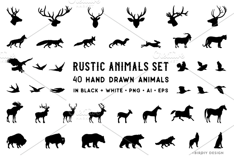 Rustic Animals Clipart - AI PNG EPS