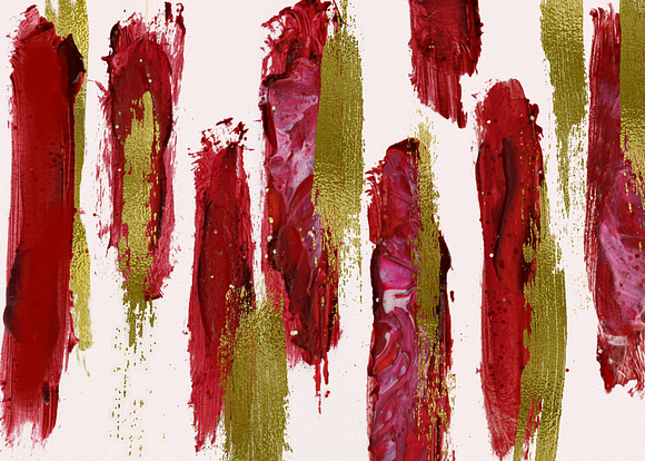 Crimson n Gold Acrylic Brush strokes in Objects - product preview 3
