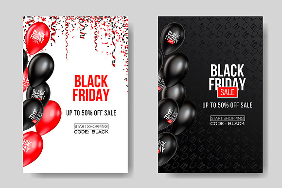 Black Friday Sale posters. Balloons in Illustrations - product preview 1