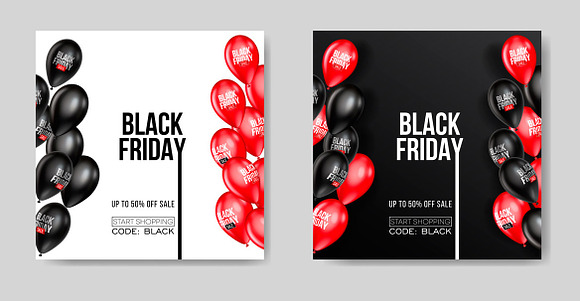 Black Friday Sale posters. Balloons in Illustrations - product preview 1