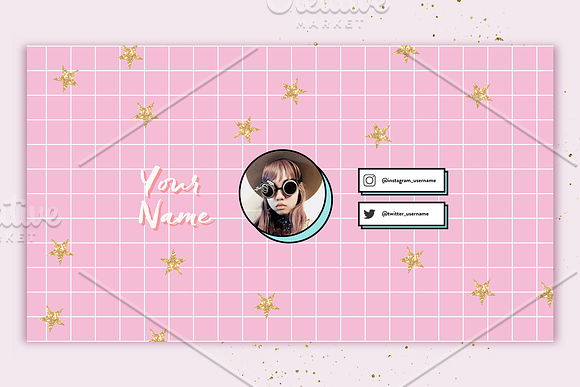 Pretty in Pink Youtube Channel Art in YouTube Templates - product preview 7