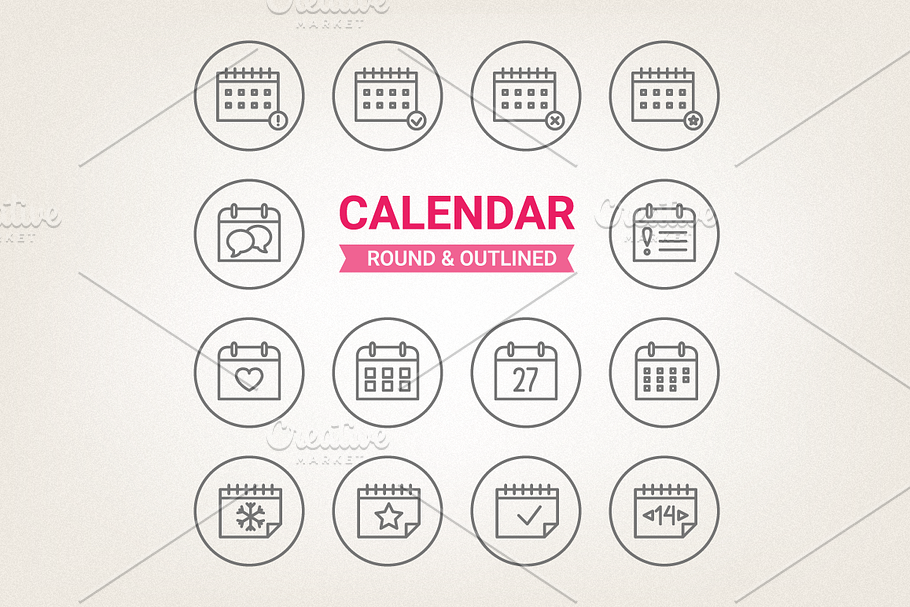 Circle calendar icons in Calendar Icons - product preview 8