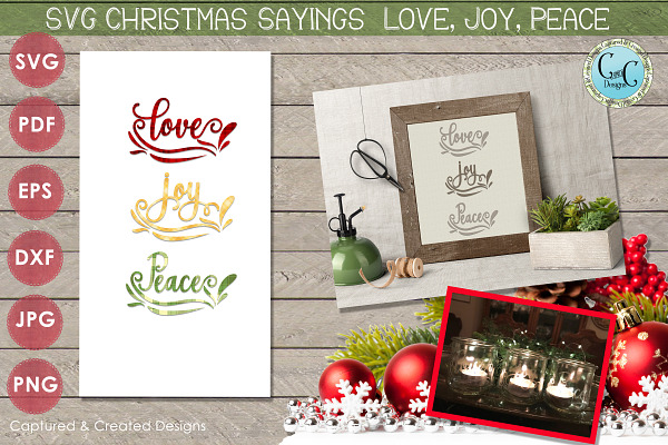 SVG  Sayings Love, Joy Peace