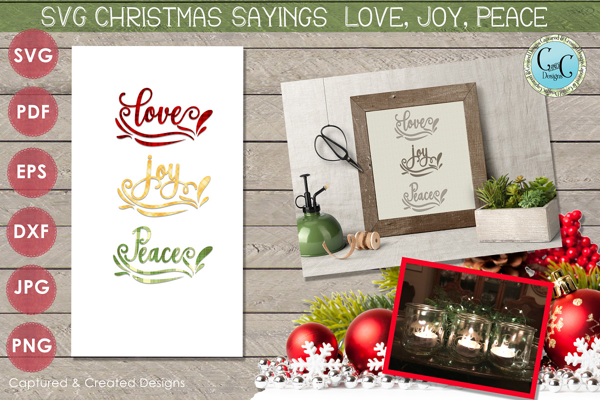 SVG  Sayings Love, Joy Peace in Objects - product preview 8