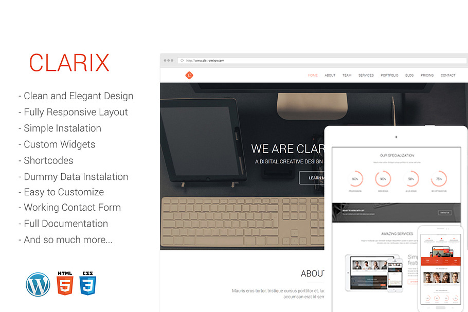 Clarix - Creative Agency WP Theme    in WordPress Portfolio Themes - product preview 8