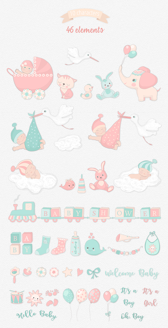 Baby Shower Illustration Set in Illustrations - product preview 5