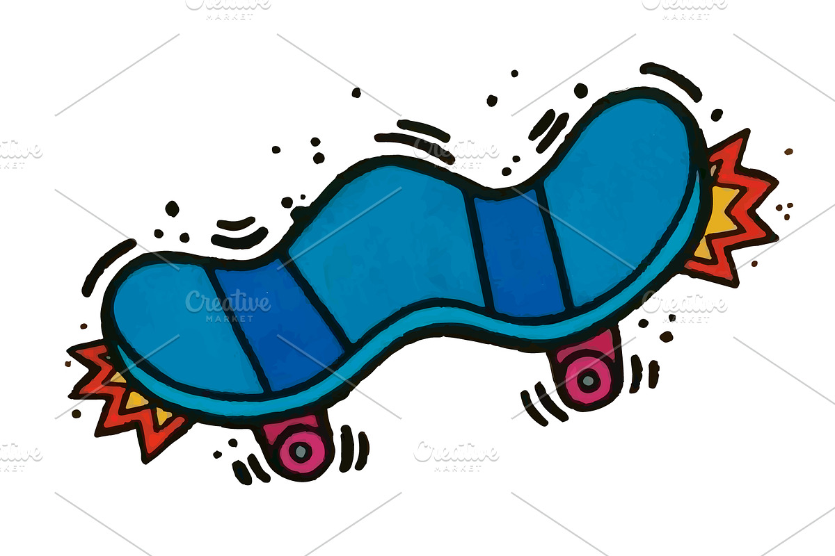 Skate Hand drawn vector illustration in Illustrations - product preview 8