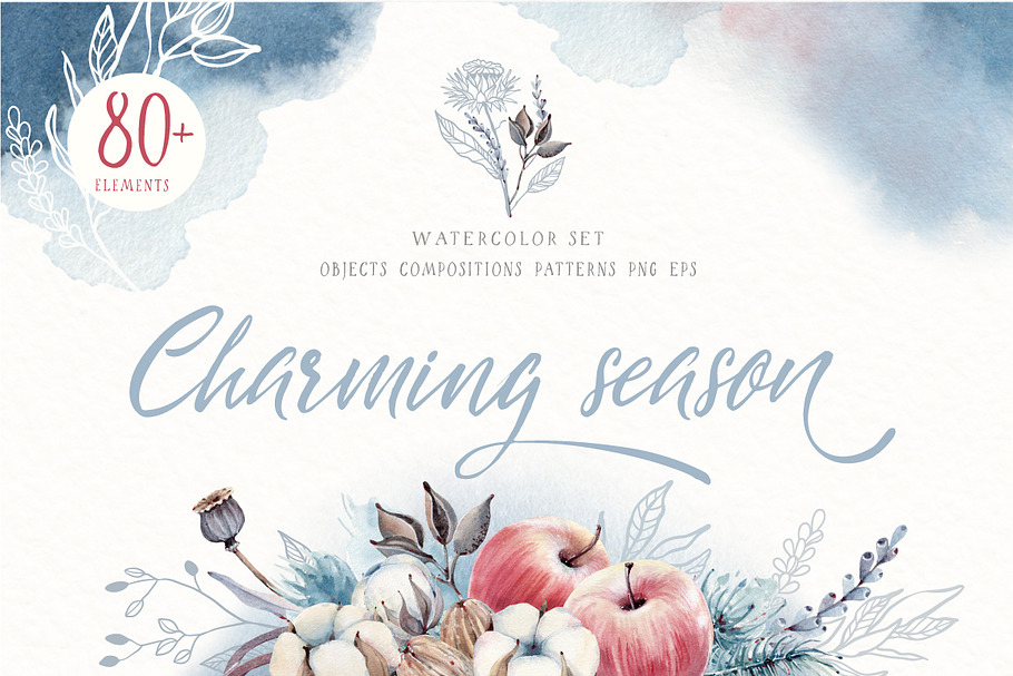 CHARMING SEASON Watercolor set in Illustrations - product preview 8