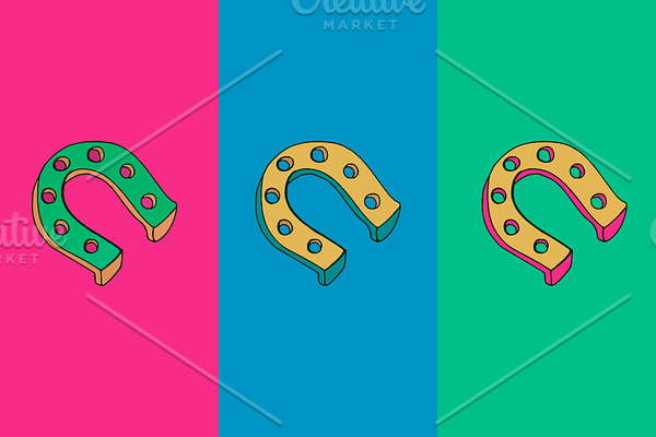 Colorful Horseshoe in 3 styles