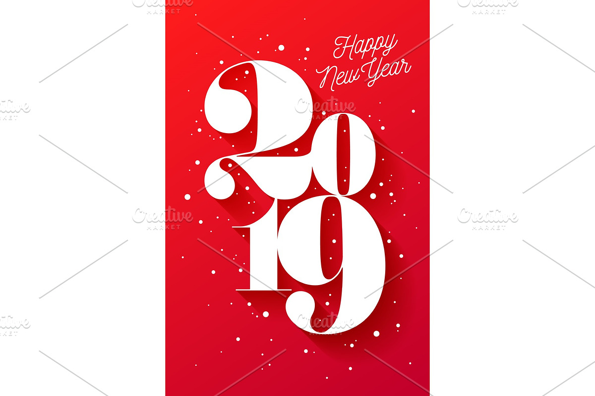 2019. Happy New Year. Greeting card in Illustrations - product preview 8