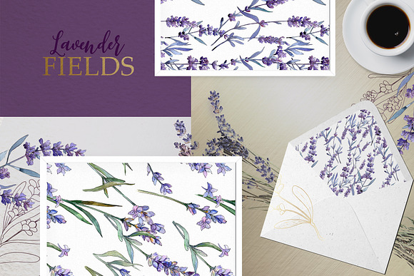 Lavender Fields watercolor & vector in Illustrations - product preview 3