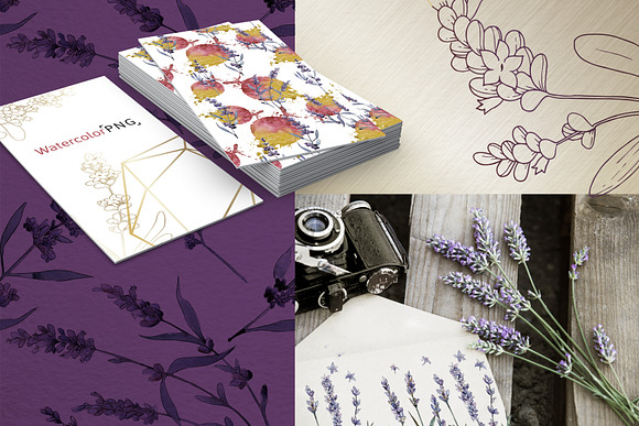 Lavender Fields watercolor & vector in Illustrations - product preview 5