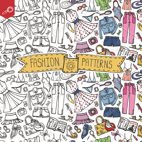 Summer fashion. Doodle vector set in Illustrations - product preview 3