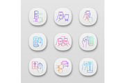 NFC technology app icons set