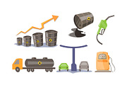 Petroleum industry icons set, oil
