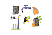 Oil industry icons set, processing