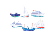 Water transport set, yacht, boat