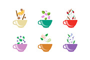 Herbal tea cups set, tea with
