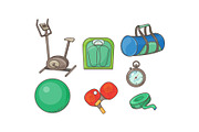 Fitness sport icons set, exercise