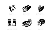 Spices and condiments icons set