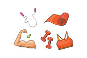 Fitness sport icons set, biceps