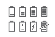 Set of battery indicators icons