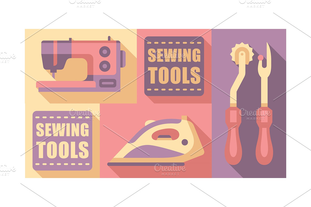 Sewing tools set, tailoring and in Illustrations - product preview 8
