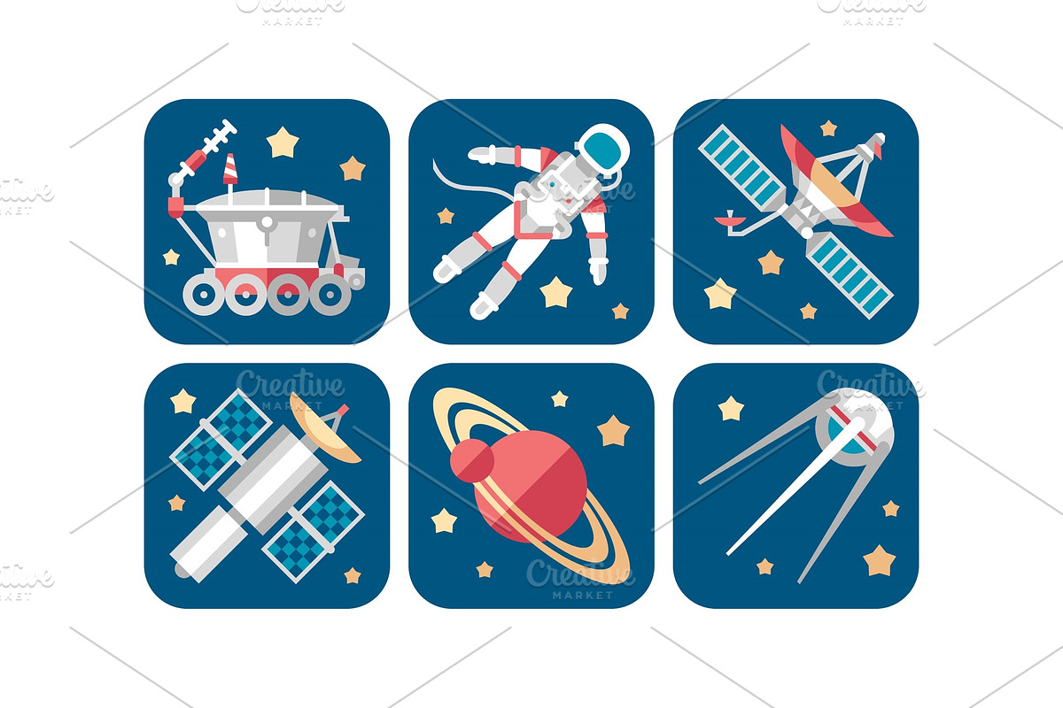 Space icons set, artificial in Illustrations - product preview 8