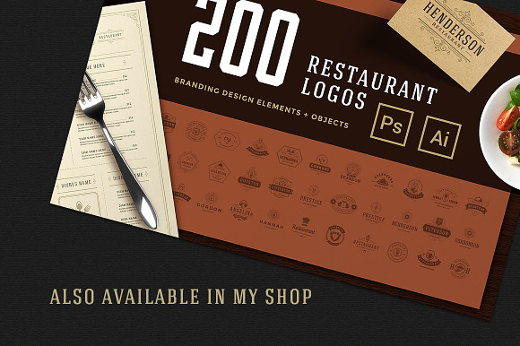 36 Restaurant Logos and Badges in Logo Templates - product preview 15