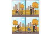 Couples and Biker Woman with Phone