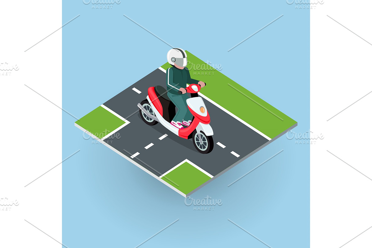 Touring Moped. Motor Bike on the in Illustrations - product preview 8