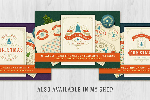50 Christmas labels and badges in Illustrations - product preview 8