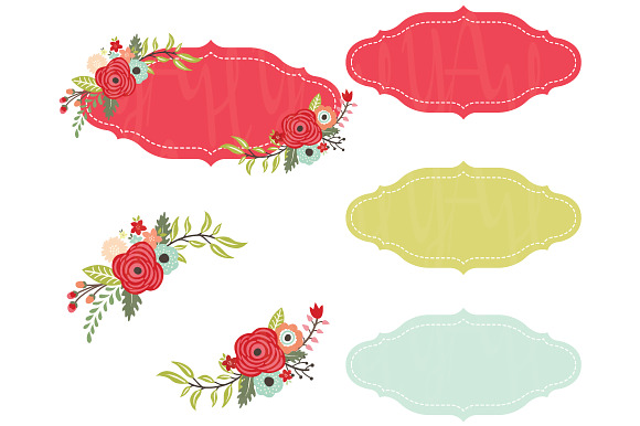 Floral Christmas Frame Elements in Illustrations - product preview 1