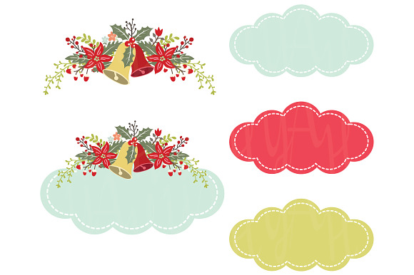 Floral Christmas Frame Elements in Illustrations - product preview 3