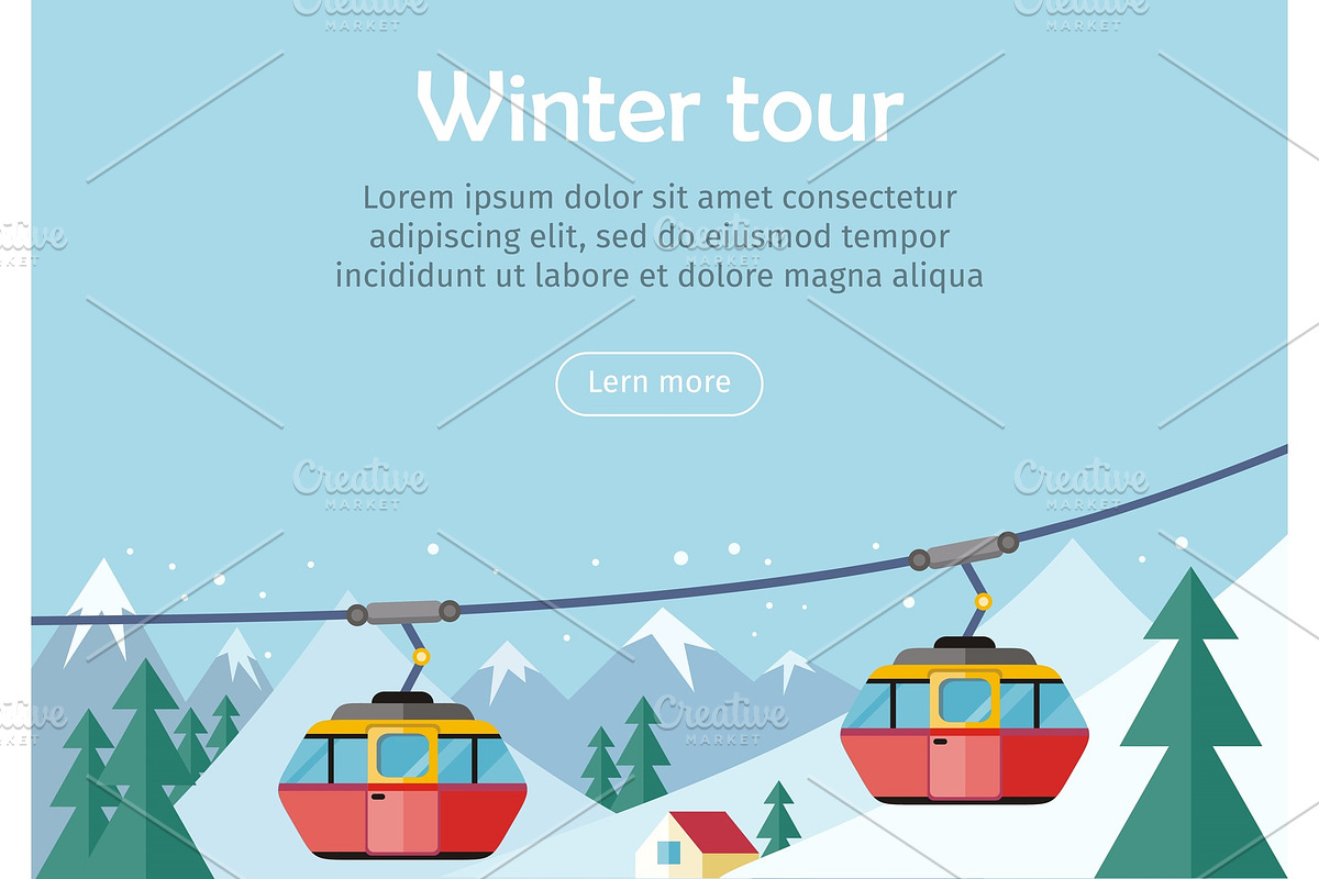 Mountain Tours Concept Banner in Illustrations - product preview 8