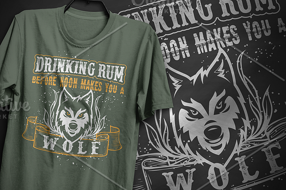 Drinking rum Wolf Typography Design in Illustrations - product preview 1