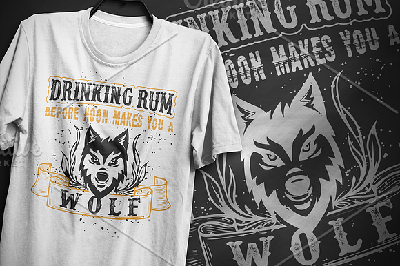 Drinking rum Wolf Typography Design in Illustrations - product preview 3