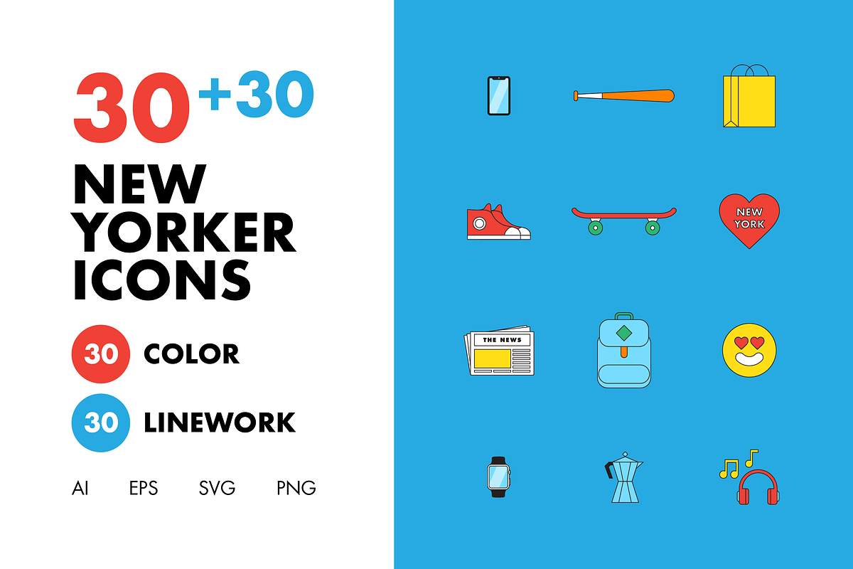 30+30 New Yorker Icons in Football Icons - product preview 8