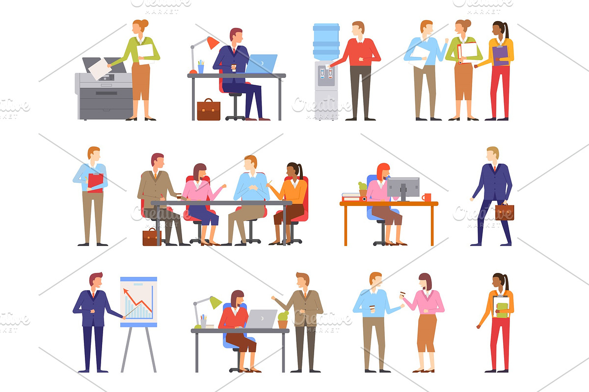 Business People Males and Females in Illustrations - product preview 8