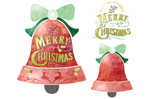 Watercolor Merry Christmas Elements in Illustrations - product preview 1