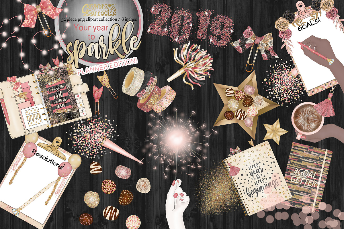 New year planner clipart collection in Illustrations - product preview 8