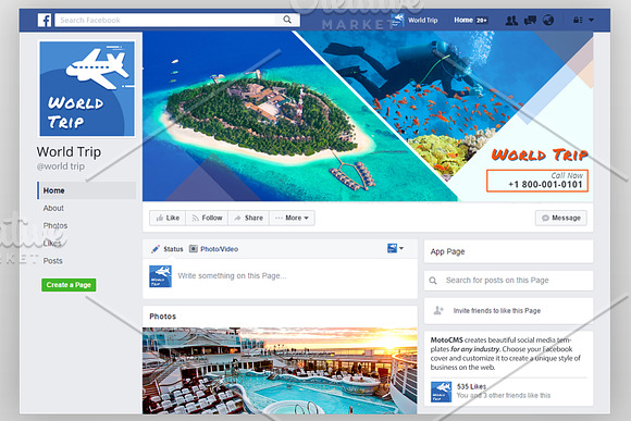Travel Agency Facebook Cover Picture in Facebook Templates - product preview 1