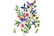 Ornament with birds PNG watercolor